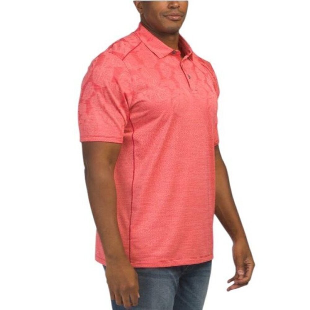 Tommy Bahama Mens Pink Tropical Button Collared Polo Shirt Sz 2XLB Big New